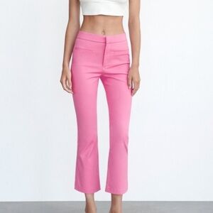 ZARA WOMENS PINK MINI FLARE PANT BUBBLEGUM PINK SMALL